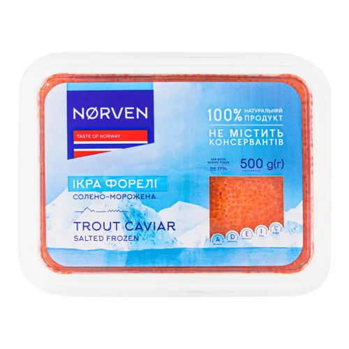 Ікра форелі солено-морожена Norven п/у 500г
