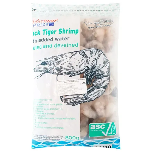 Креветки тигрові чорні очищені Fisherman's Choice 16/20 800г