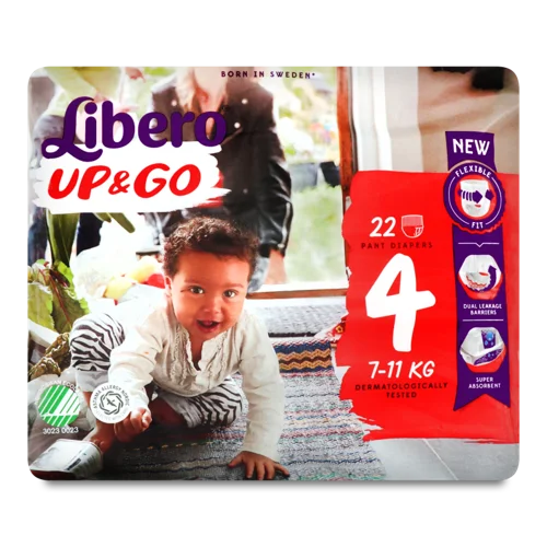 Дитячі Трусики-Підгузники 7-11 кг 4 Up&Go Libero, в/ґ, 22 шт