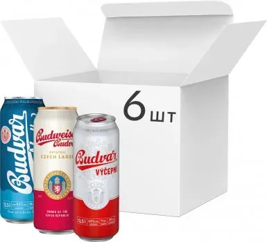 Набір пива Budweiser 0.5л 6 шт + термосумка