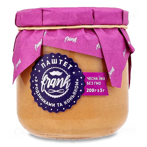 Паштет Frank з родзинками та коньяком скляна банка, 200г