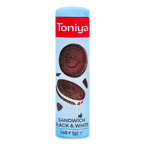 Печиво Цукрове Sandwich Black&White Toniya, м/у, 140 г