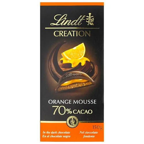 Шоколад чорний Lindt Creation з апельсиновим мусом 70% 150г