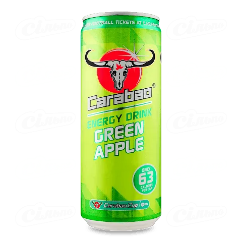 Напій енергетичний Carabao Green Apple безалкогольний, 0,33л