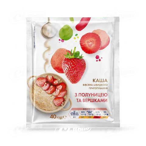 Каша вівсяна «Премія»® з полуницею та вершками, 40г