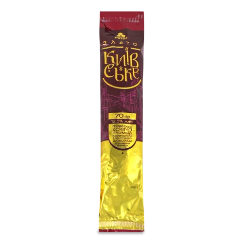 Морозиво Ескімо Пломбір Золото Київське Крем-брюле, Молочний Шоколад, Злаковий Кранч, 70г