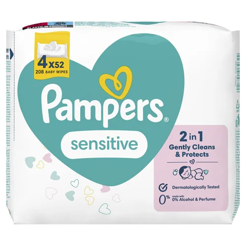 Серветки вологі Pampers Sensitive дитячі 4x52шт