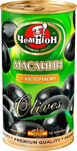 Маслини з кісточкою (ключ) Преміум 370г ТМ Чемпіон