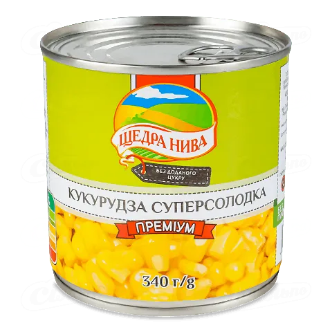Кукурудза Щедра Нива цукрова консервована з залізній банці, 340г