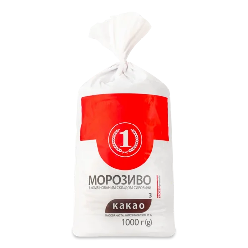 Морозиво 10% З Какао В/ґ, ТМ '1', 1.0 кг