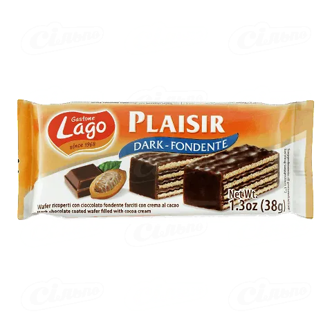 Вафлі Gastone Lagо з какао-кремом 57% в чорному шоколаді, 38г