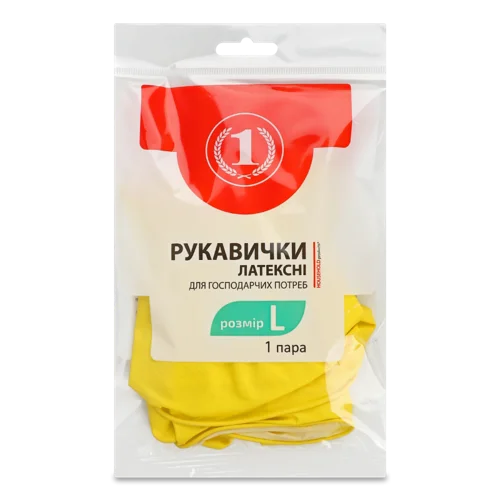 Рукавички Латексні Господарчі Неопудрені, В/ґ, L, 1 Пара