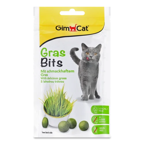 Ласощі Для Котів З Соковитою Травою Таблетки Gras Bits GimCat В/ґ, 40г