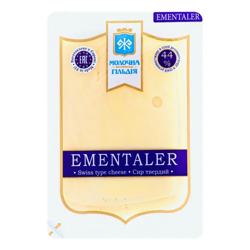Сир 44% твердий Ementaler Молочна гільдія лоток 0.15кг