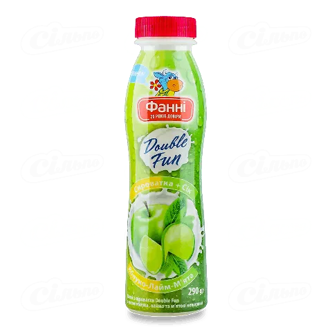Напій з сироватки Фанні Double яблуко-лайм-м'ята нежирний, 290г