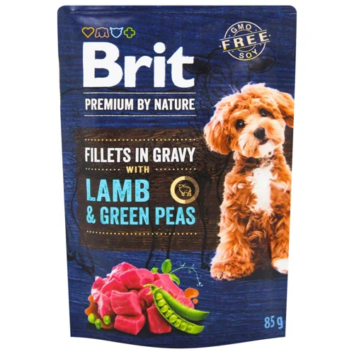 Корм вологий Brit Premium з ягням та зеленим горошком для собак малих порід 85г