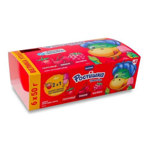 Асорті Сирків 2.5% Полуниця-Вишня-Малина к/у, 6x50г