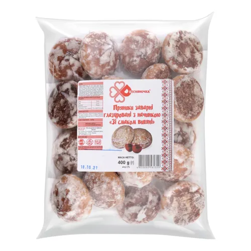 Пряники заварні глазуровані Зі смаком вишні Десняночка м/у 400г