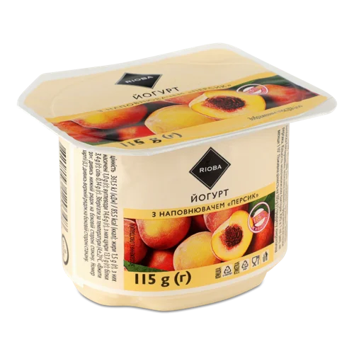 Йогурт 1.5% з Наповнювачем Персик Rioba, Пластикова Пляшка, 115г