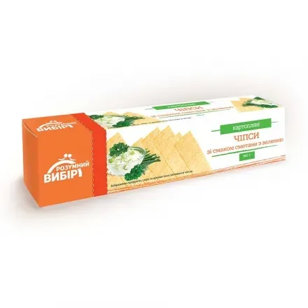 Чіпси 60г Розумний вибір пластинки зі смаком сметани із зеленню