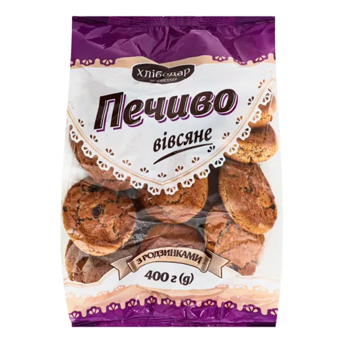 Печиво Вівсяне з родзинками Хлібодар м/у 400г