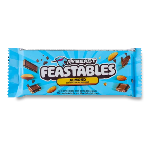 Молочний Шоколад зі Шматочками Мигдалю Feastables Mr Beast, в/ґ, 60г