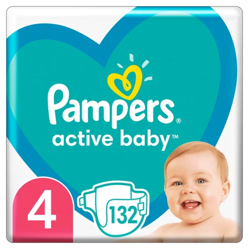Памперс Підгузки Active Baby 4, 132 шт, в/к