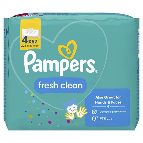 Серветки вологі Pampers Fresh Clean дитячі 4x52шт