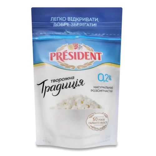 Сир Кисломолочний Нежирний Традиційний President д/п, 1 кг