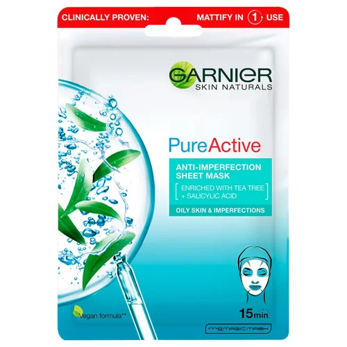 Маска Garnier Skin Naturals Чиста шкіра для жирної та проблемної шкіри обличчя тканинна 23г