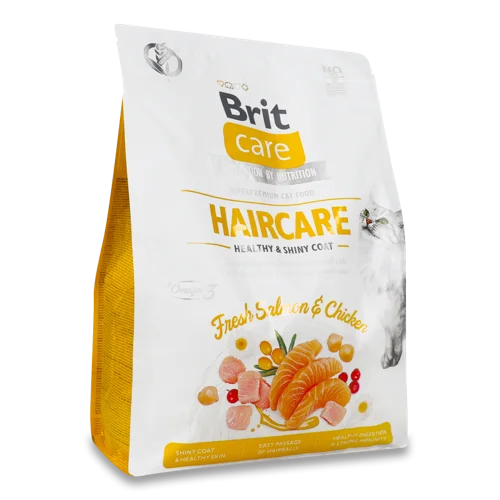 Корм сухий для котів, Fresh Salmon & Chicken Haircare Care Brit, в/к, 2 кг