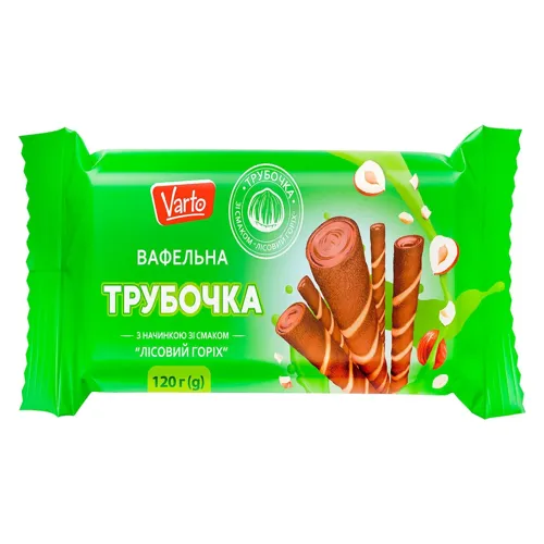 Вафельна трубочка Varto зі смаком лісового горіха 120г