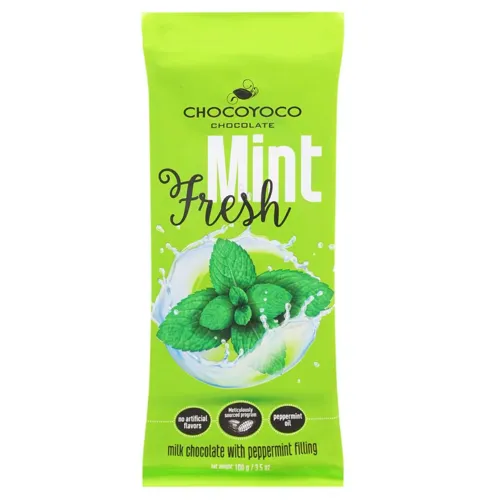 Шоколад Chocoyoco молочний з м'ятною начинкою 100г