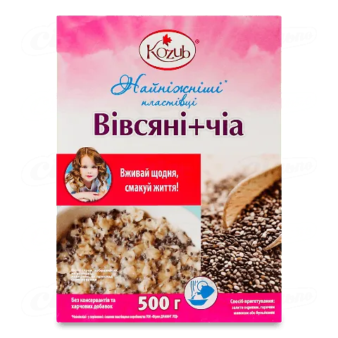 Пластівці вівсяні Козуб ніжні з насінням Чіа 500г
