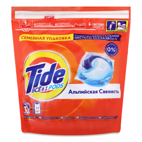 Миючий Засіб Рідкий Синтетичний Альпійська Свіжість Tide 45х22.8г, капсули