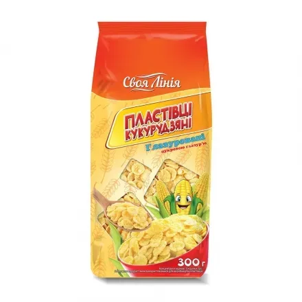 Пластівці кукурудзяні 300г Своя лінія Глазуровані цукровою глазур'ю м/уп
