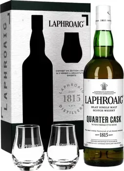 Віскі односолодовий Laphroaig Quarter Cask 0.7 л 48% в подарунковій упаковці з 2-ма стаканами