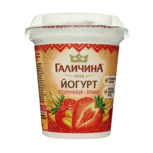 Йогурт 2.5% Полуниця-злаки Галичина ст 280г