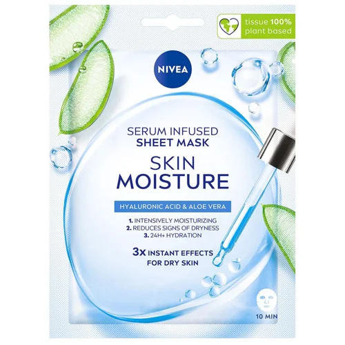 Маска для обличчя Nivea Зволоження шкіри збагачена сироваткою тканинна 28г