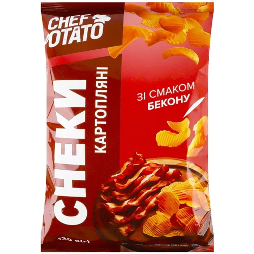 Снеки Сhef Potato картопляні зі смаком бекону 120г