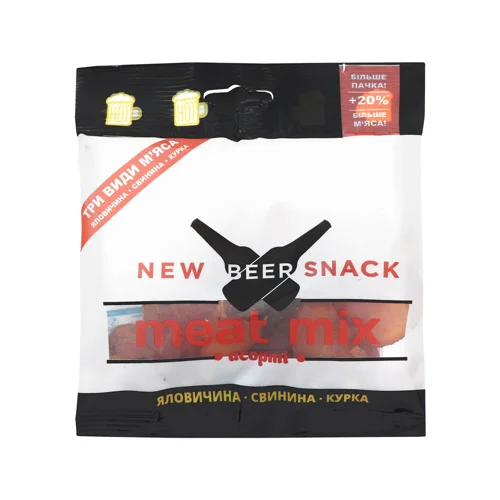 Асорті New Beer Snack Meat mix ялович/свинина/курка,60г