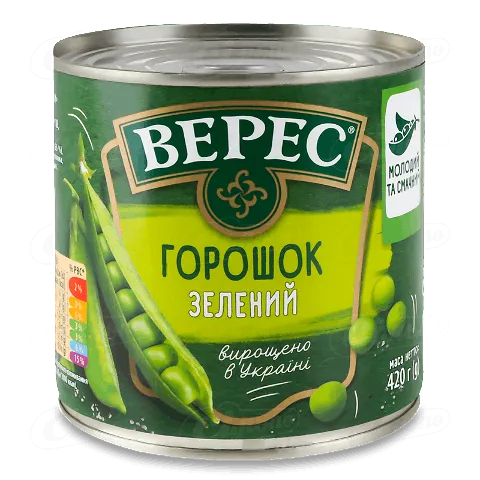 Горошок «Верес» зелений із мозкових сортів, 420г