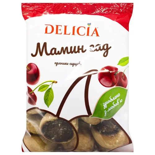 Пряники Delicia Мамин сад сирцеві зі смаком вишні 300г
