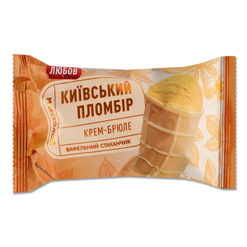 Морозиво 12% Пломбір Крем-Брюле В/ґ У Вафельному Стаканчику, 80г