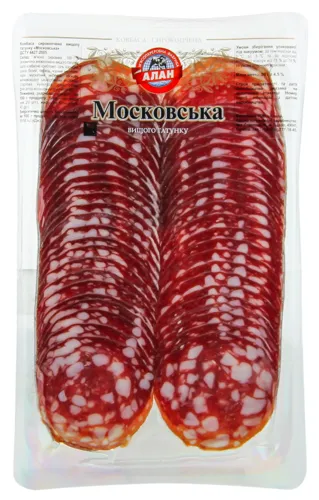 Ковбаса Московська Алан сиров'ялена вищого ґатунку 80г