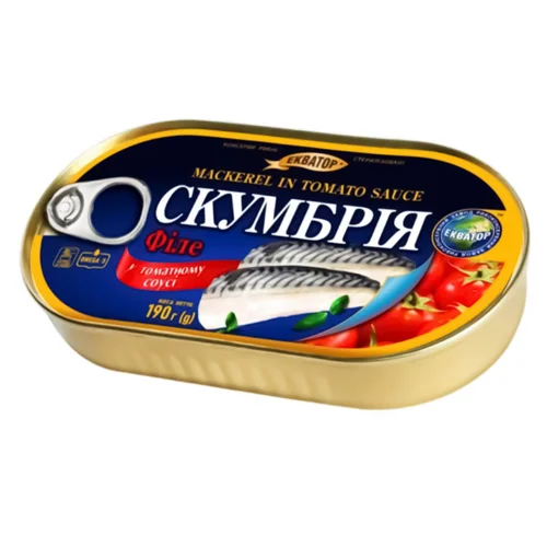 Скумбрія філе Екватор в томатному соусі 190г
