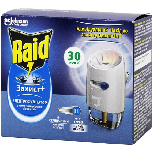 Електрофумігатор Raid Захист плюс 30 ночей