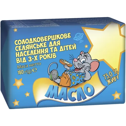 Масло Клуб сиру Селянське солодковершкове 73% 180г