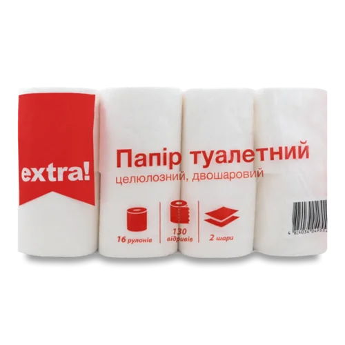 Папір туалетний Extra! білий 2-шаровий, 16 шт./уп.