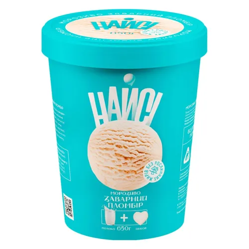 ***Морозиво Заварний пломбір Найсі 650г стакан